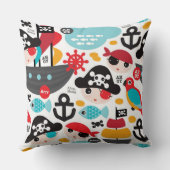 Retro Piratenillustrationssegeln Kissen (Rückseite)