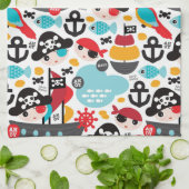 Retro Piratenillustrationssegeln Küchentuch (Gefaltet)