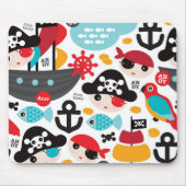 Retro Piratenillustrationssegeln Mousepad (Vorne)