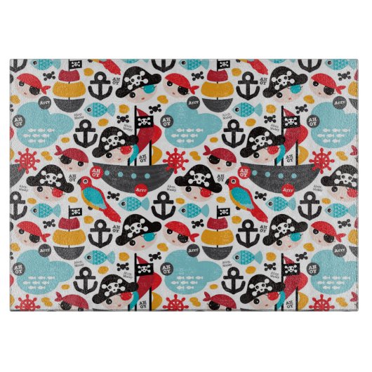 Retro Piratenillustrationssegeln Schneidebrett (Vorderseite)