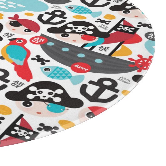 Retro Piratenillustrationssegeln Schneidebrett (Ecke)