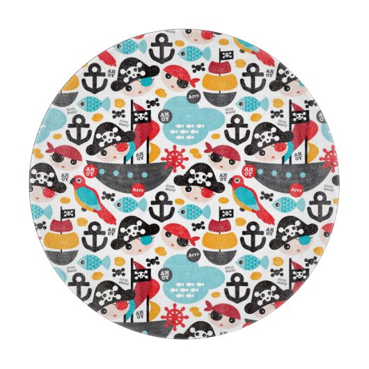 Retro Piratenillustrationssegeln Schneidebrett (Vorderseite)