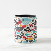 Retro Piratenillustrationssegeln Tasse (Zentrum)
