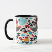 Retro Piratenillustrationssegeln Tasse (Links)