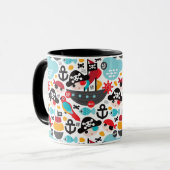 Retro Piratenillustrationssegeln Tasse (Vorderseite Links)
