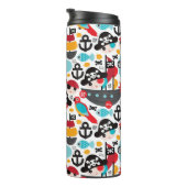 Retro Piratenillustrationssegeln Thermosbecher (Nach rechts gedreht)