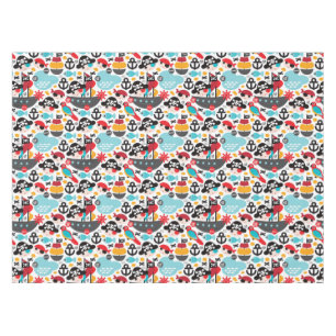 Retro Piratenillustrationssegeln Tischdecke