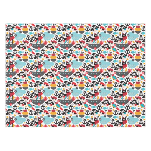Retro Piratenillustrationssegeln Tischdecke (Vorderseite (Horizontal))