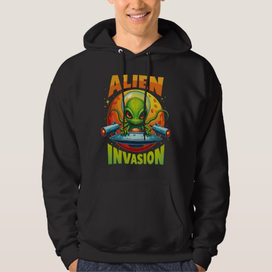 Retro Pixel Alien Invasion Hoodie (Vorderseite)