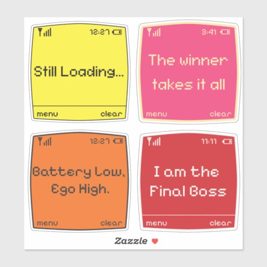 Retro Pixel Art  Aufkleber (Blatt)