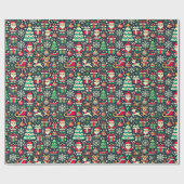 Retro Pixel Art Christmas Wrapping Paper Geschenkpapier (Flach)