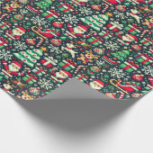 Retro Pixel Art Christmas Wrapping Paper Geschenkpapier (Ecke)