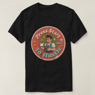 Retro Pixel Art Drück Start um durchzustarten Coff T-Shirt
