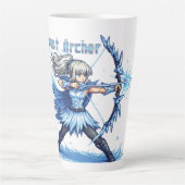 Retro-Pixel-Art Frostbogenschütze Krieger Milchtasse (Vorderseite)