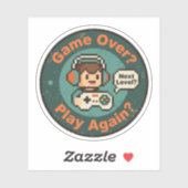 Retro Pixel Art Game Over Play Gamer Design Aufkleber (Blatt)