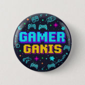 Retro Pixel Art Gaming Button Design" (Vorderseite)