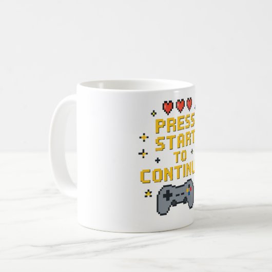 Retro Pixel Art Gaming Mug Design Kaffeetasse (Vorderseite Links)