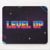 Retro-Pixel-Art LEVEL UP Gaming-Stars Mousepad (Vorne)