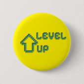 Retro Pixel Art Level Up Pin Button (Vorderseite)