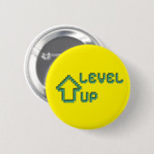 Retro Pixel Art Level Up Pin Button (Vorne & Hinten)