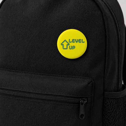 Retro Pixel Art Level Up Pin Knopf Button
