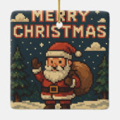 Retro Pixel Art Merry Christmas Keramikornament (Rückseite)