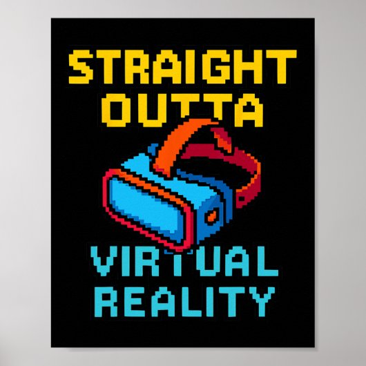 Retro-Pixel-Art-Virtual-Reality-Grafik für einen V Poster (Vorne)