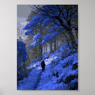 Retro-Pixel-Art-Wanderer auf einem schneebedeckten Poster