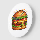 Retro Pixel Cheeseburger Clock Große Wanduhr (Winkel)