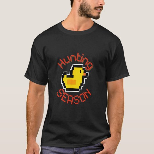 Retro Pixel Duck Jagdsaison Design T-Shirt (Vorderseite)