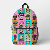 Retro Pixel Face Backpack 80er-Inspiriert Druck &  Bedruckter Rucksack (Vorderseite)