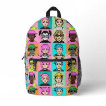 Retro Pixel Face Backpack 80er-Inspiriert Druck &