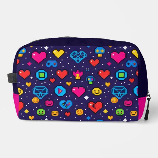 Retro Pixel Gaming Aesthetic Makeup Bag Waschbeutel (Vorderseite)