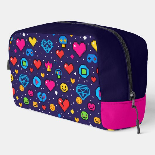 Retro Pixel Gaming Aesthetic Makeup Bag Waschbeutel (Rechte Ecke)