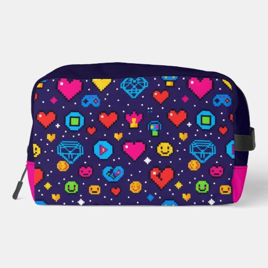Retro Pixel Gaming Aesthetic Makeup Bag Waschbeutel (Rückseite)