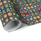 Retro Pixel Geeky Wrapping Paper mit 8 bit Weihnac Geschenkpapier (Rolleneckpunkt)