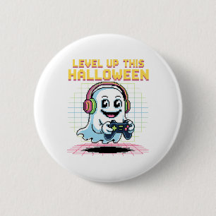 Retro-Pixel-Geist-Gamer-Halloween süßer gruseliger Button