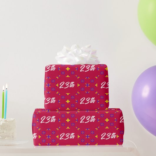 Retro-Pixel-Geometrisches Muster Benutzerdefiniert Geschenkpapier (Partygeschenke)