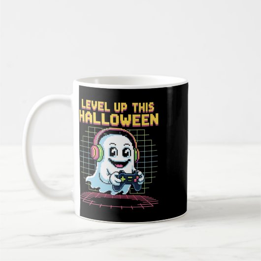 Retro Pixel Ghost Gamer Halloween Cute Spooky Gami Kaffeetasse (Links)