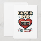 Retro-Pixel-Herz-Controller Gamer-Vater Einladung (Vorne/Hinten)
