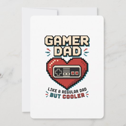 Retro-Pixel-Herz-Controller Gamer-Vater Einladung (Vorderseite)