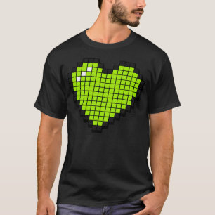Retro Pixel Herz Neon Green 3D RxTp T-Shirt