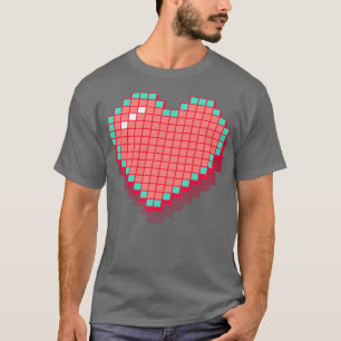 Retro Pixel Herz rosa 3D RxTp T-Shirt