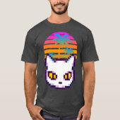 Retro Pixel Kitty Cat Palm Trees Sunset T-Shirt (Vorderseite)