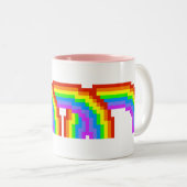 Retro Pixel-Kunst-Regenbogen-Tasse Zweifarbige Tasse (VorderseiteRechts)