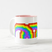 Retro Pixel-Kunst-Regenbogen-Tasse Zweifarbige Tasse (Vorderseite Links)