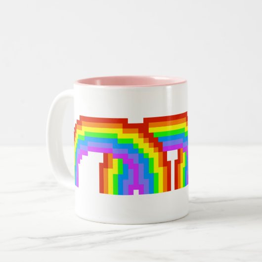 Retro Pixel-Kunst-Regenbogen-Tasse Zweifarbige Tasse (Vorderseite Links)