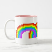 Retro Pixel-Kunst-Regenbogen-Tasse Zweifarbige Tasse (Links)