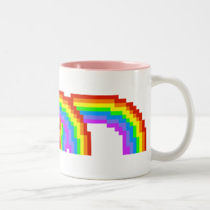 Retro Pixel-Kunst-Regenbogen-Tasse Zweifarbige Tasse