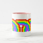 Retro Pixel-Kunst-Regenbogen-Tasse Zweifarbige Tasse (Mittel)